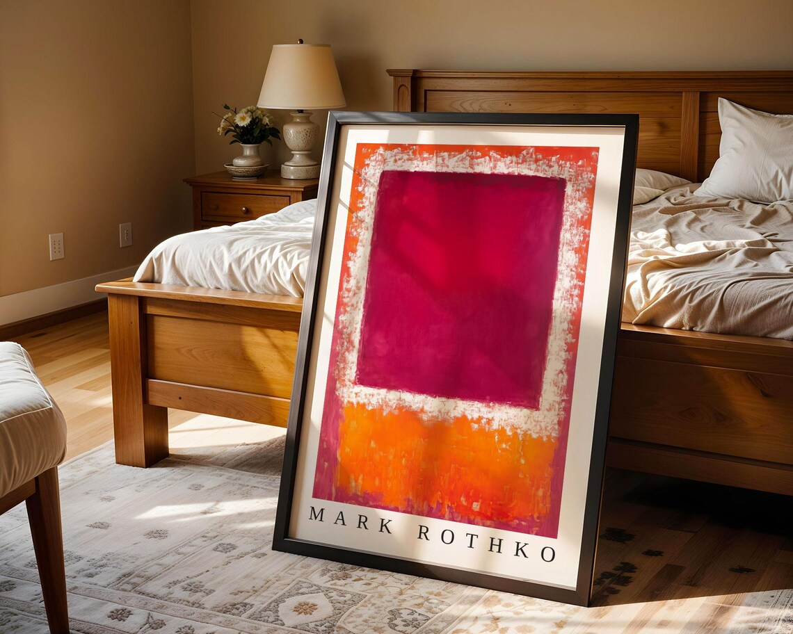 Mark Rothko Deep Red Rectangle on a Glowing Orange Color Field Poster - Image 4