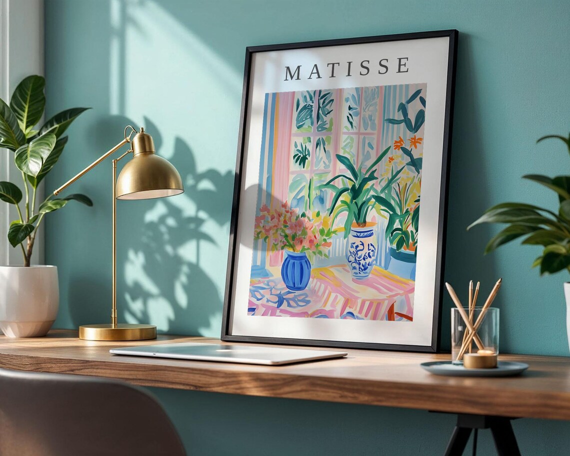 Matisse-Style Sunlit Window Flowers Porcelain Vases Abstract Art Poster - Image 2