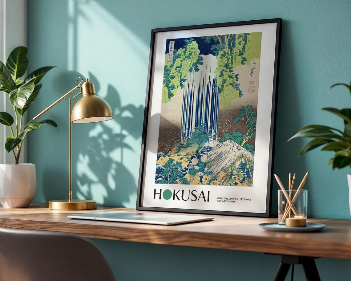 Katsushika Hokusai Y'r Falls In Mino Province, Vintage Japan - Image 2