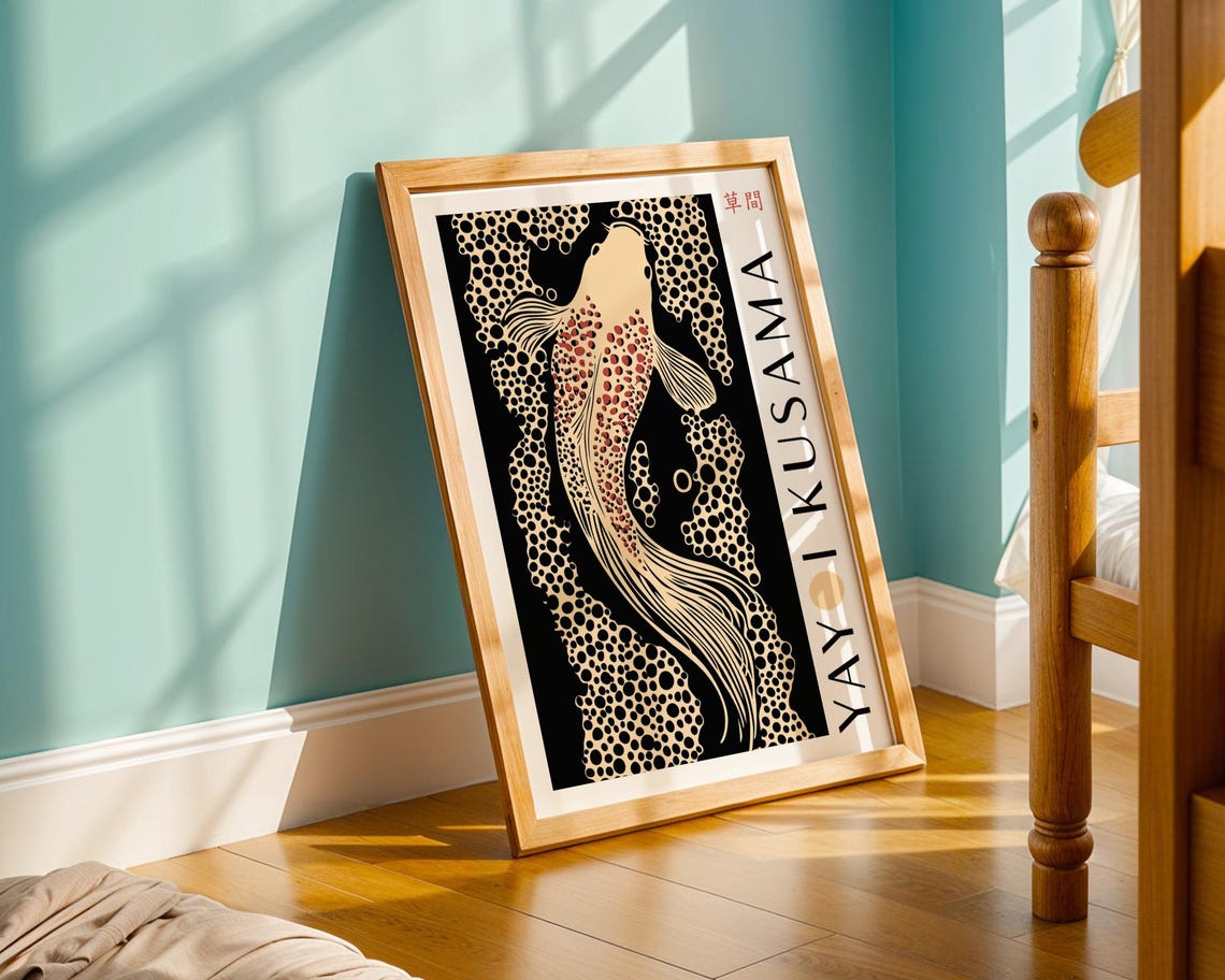 Yayoi Kusama Koi Fish Wall Art Bedroom Koi Fish Poster Koi Fish Poster Koi Fish Print Kusama Inspired Print Japanese Art Print - Image 5