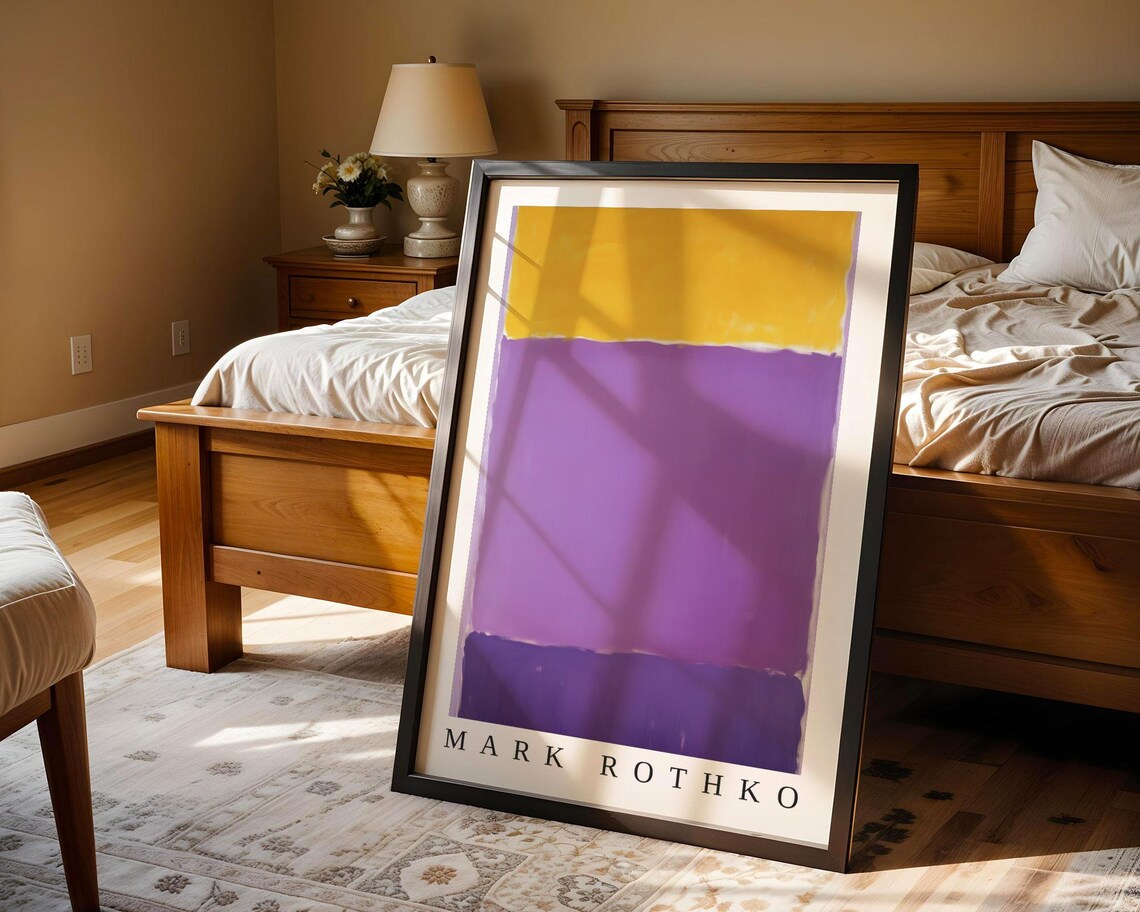 Mark Rothko Golden Yellow Band Over Purple Color Field Blocks Poster - Image 4