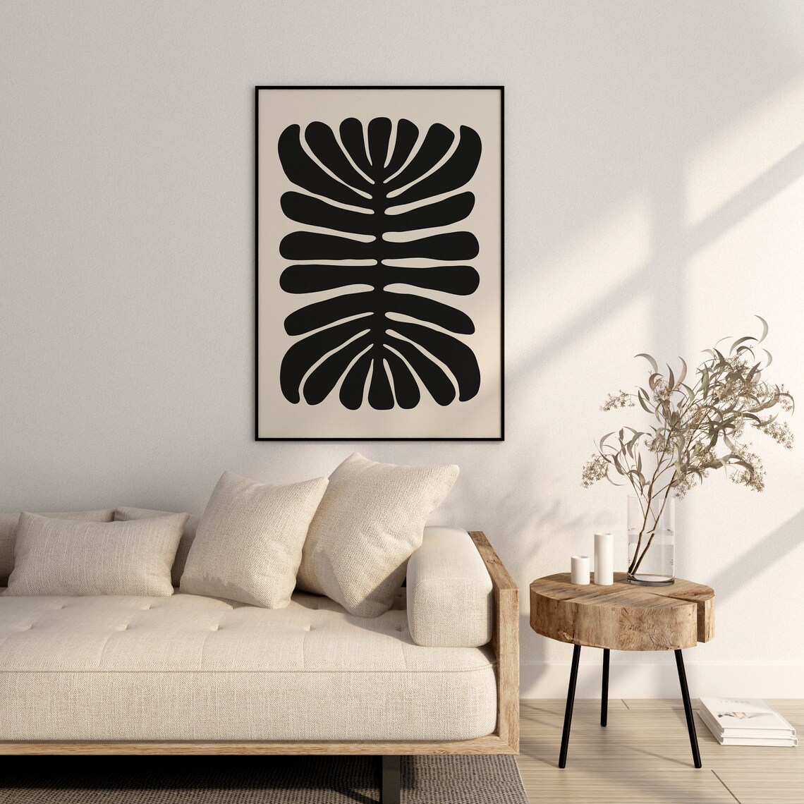 Black Monstera Palm Leaf Silhouette Modern Botanical Art Poster - Image 3