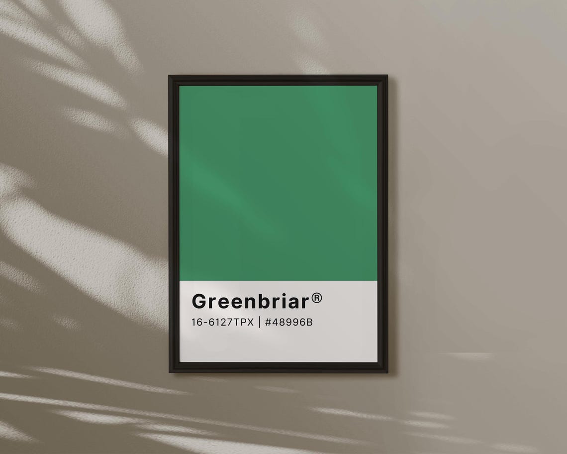 Greenbriar Deep Green Colour Swatch Card Bold Neutral Modern Poster
