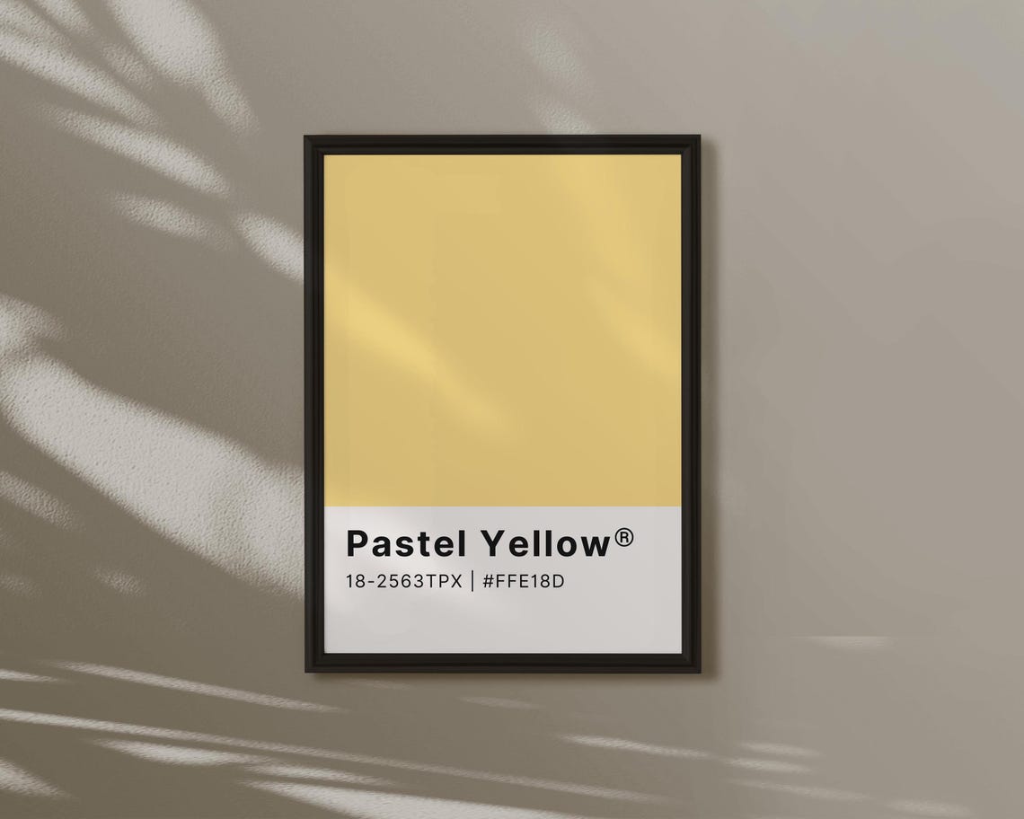 Pastel Yellow Soft Bright Colour Swatch Card Fun Minimal Poster