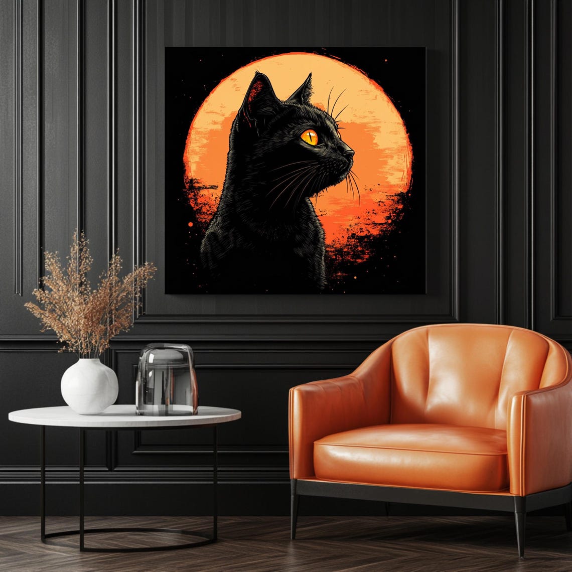 Black Cat Moon Celestial Gothic Modern Decor - Image 3