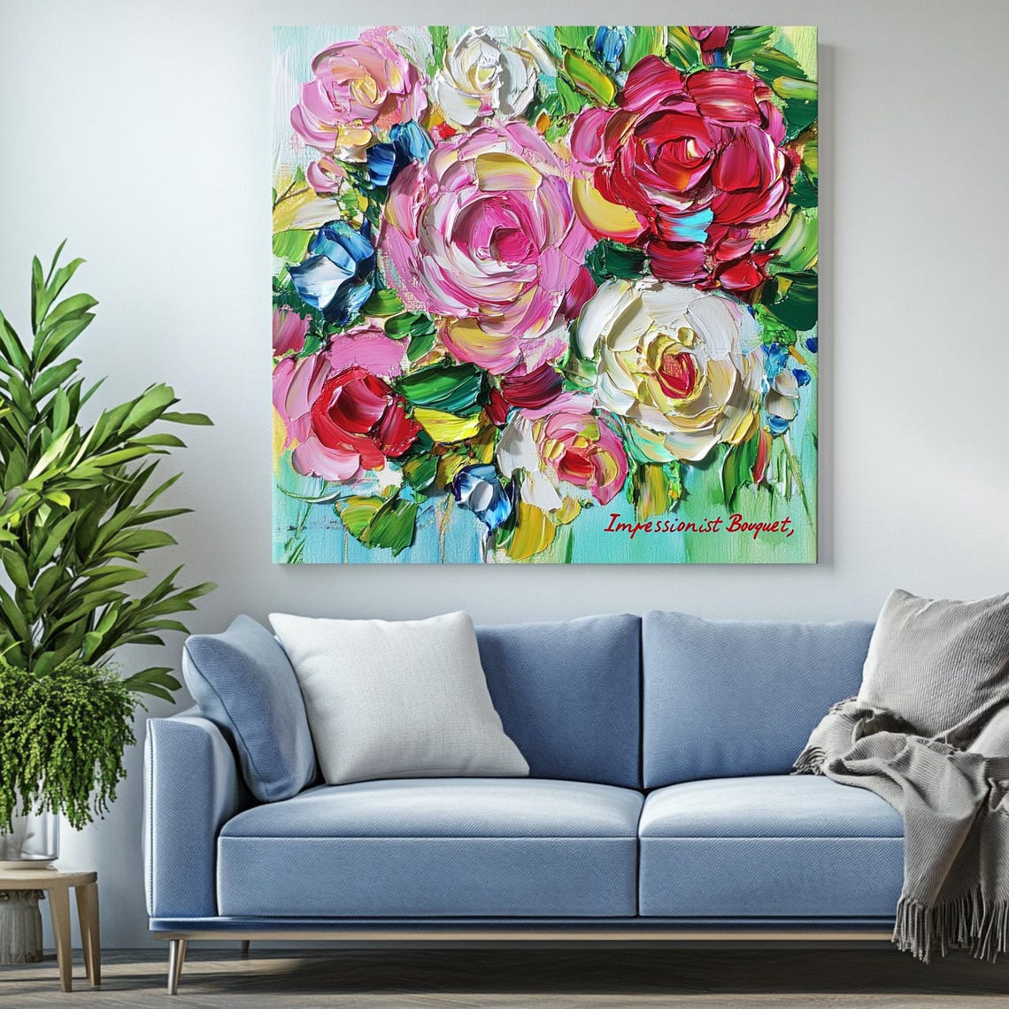 Impasto Flower Art Print, Textured Floral Impressionist - Image 2