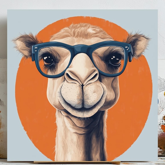 Camel In Glasses, Funny Animal Wall Art Print