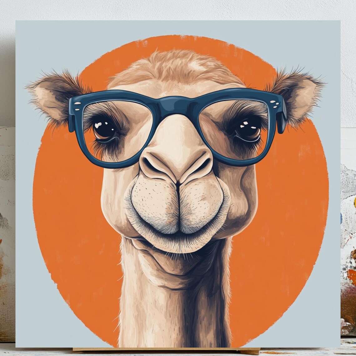 Camel In Glasses, Funny Animal Wall Art Print