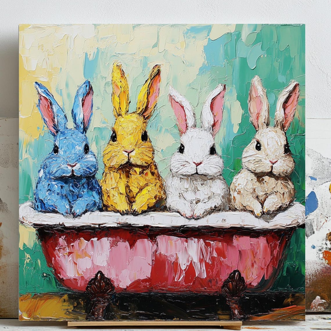 Rabbit Bathroom Decor, Vintage Animal Art Print