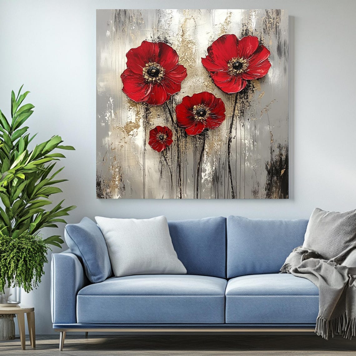 Floral Wall Art, Modern Flower Painting - Image 2
