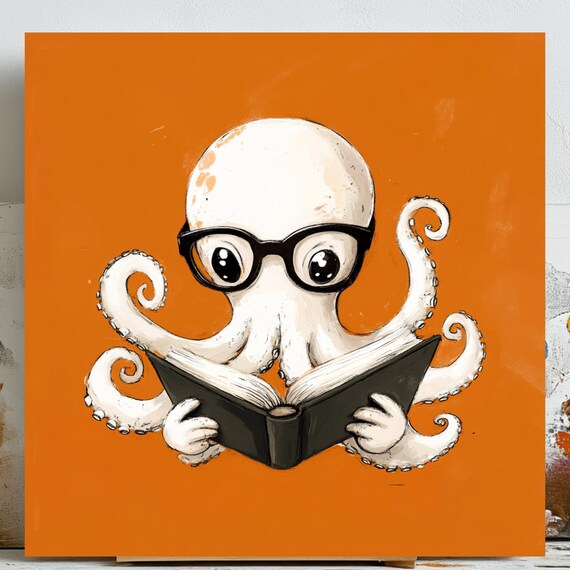 Octopus Art Print, Reading Nook Decor