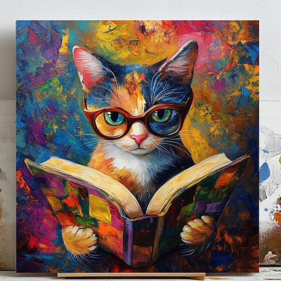 Cat With Glasses, Book Lover Gift