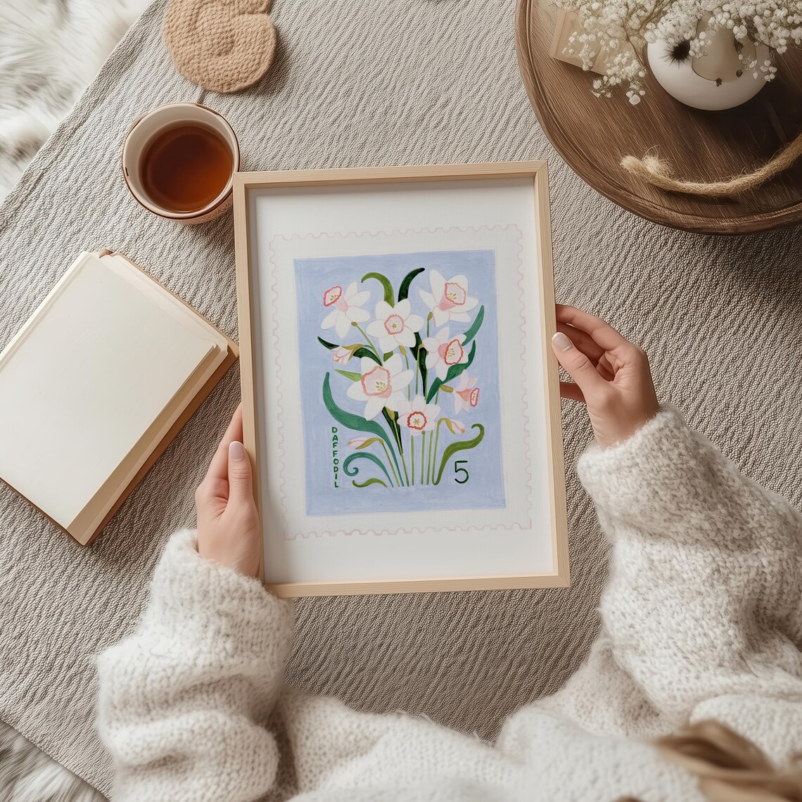 Daffodil Botanical Vintage Floral Art Print - Image 3