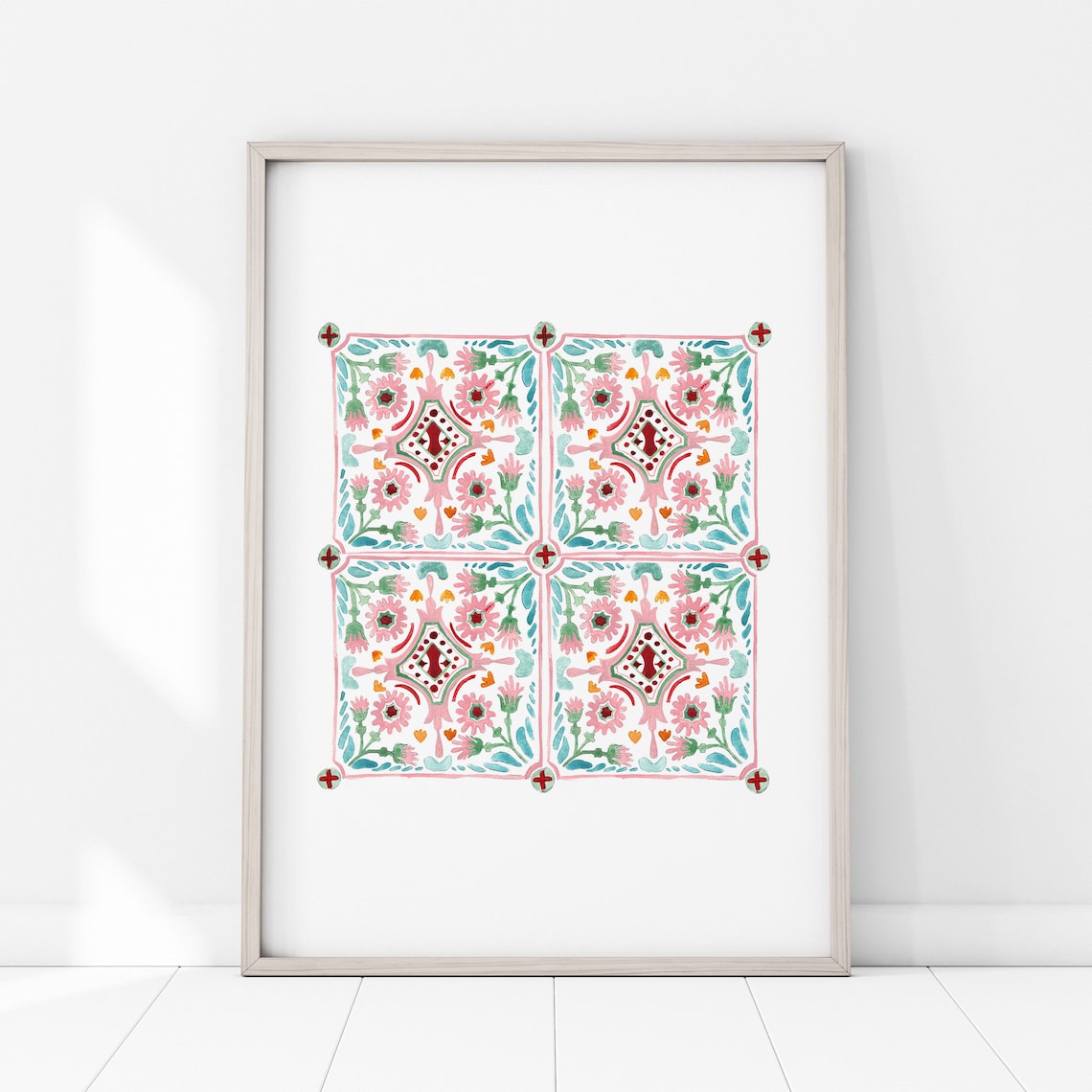 Moroccan Tiles Wall Art, Watercolor Home Decor - Image 3