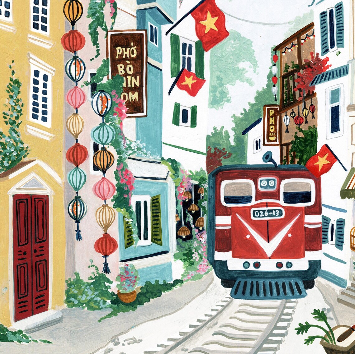 Hanoi Vietnam Train Street Travel Poster - Image 2