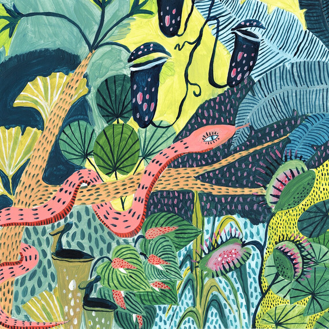 Snake Botanical Illustration, Tropical Jungle Art Print - Image 2
