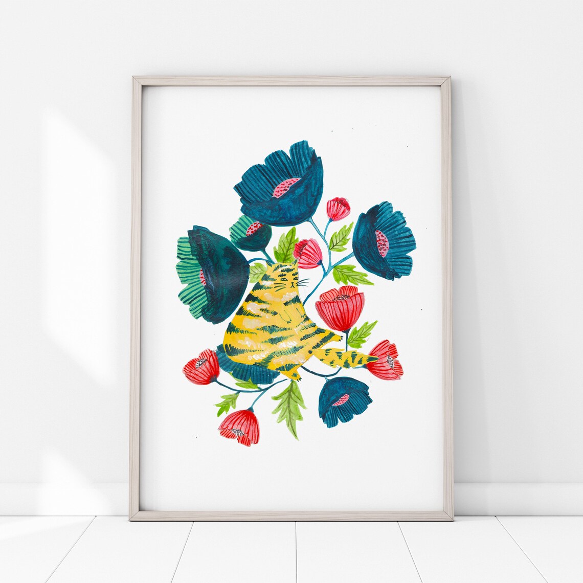 Plant Cat Illustration, Cat Lover Home Decor Art Print - Image 4