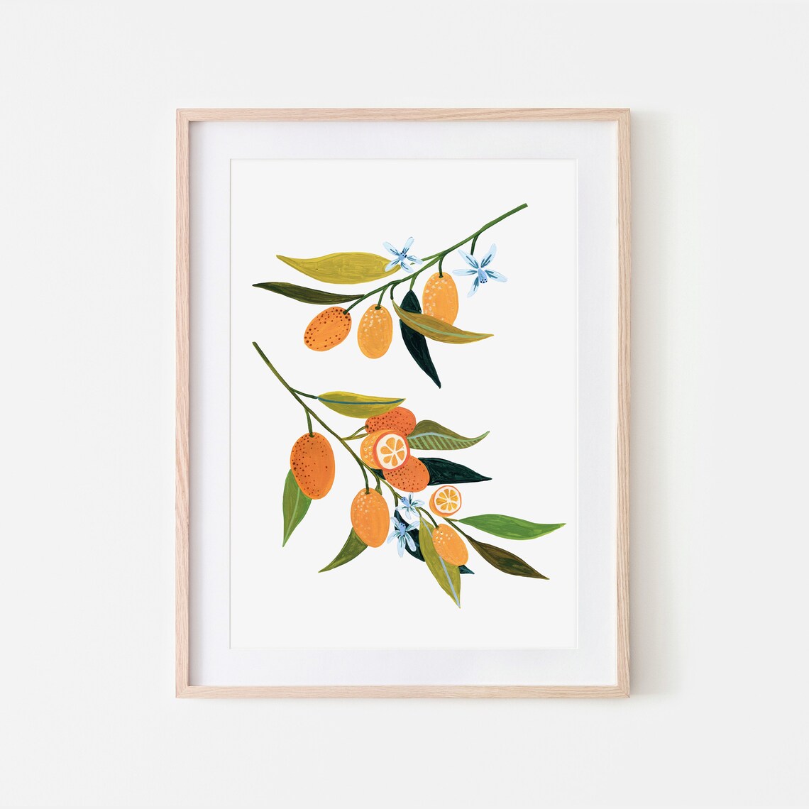 Kumquat Kitchen Decor, Fruit Illustration Art Print