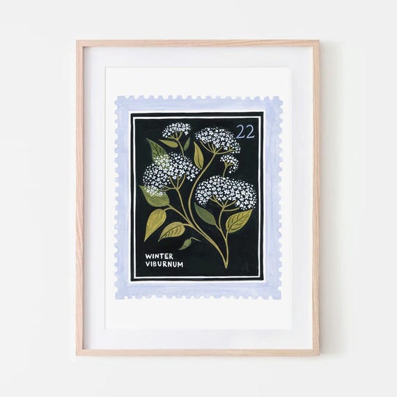 Winter Viburnum Vintage Botanical Art Print