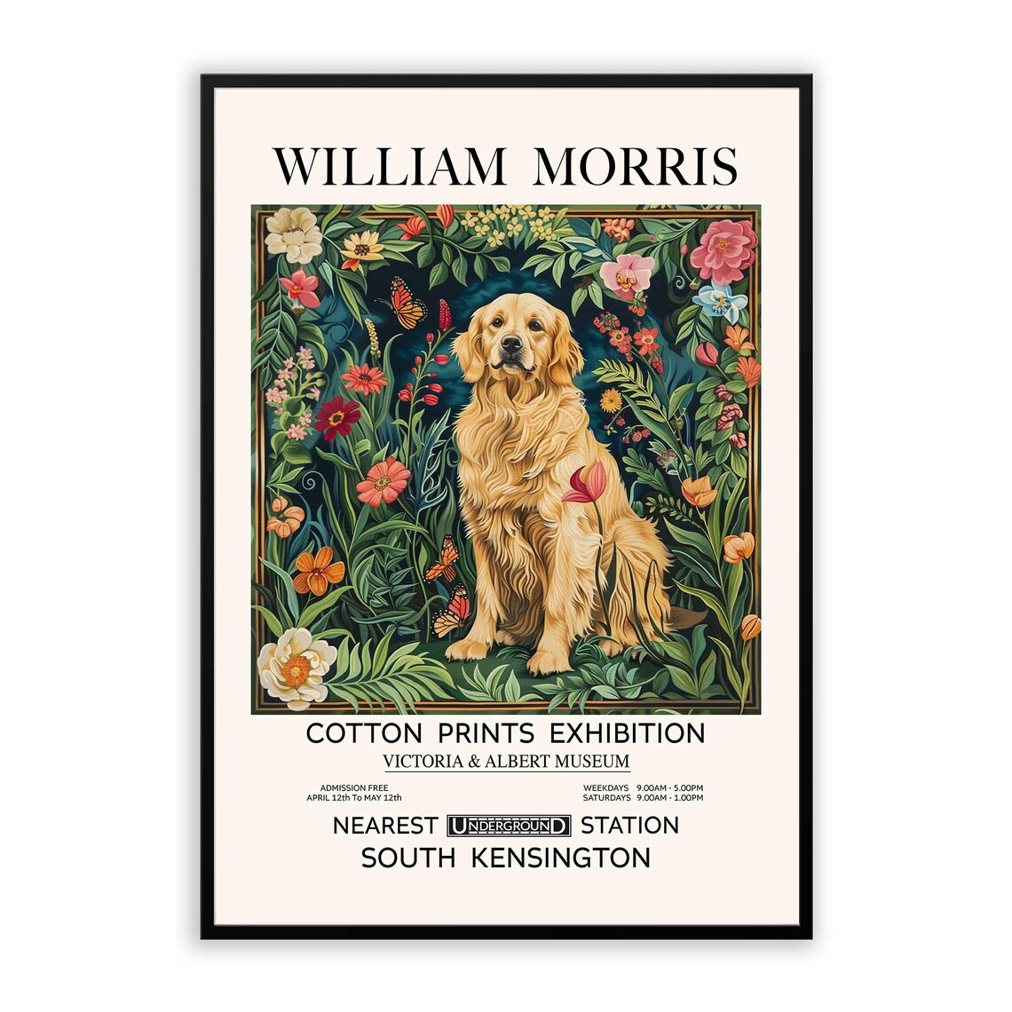 William Morris Golden Retriever, Vintage Art Print - Image 2