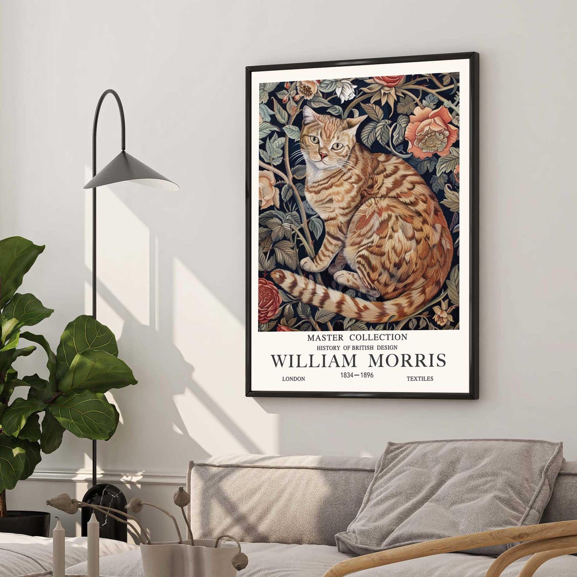 William Morris Orange Tabby Cat Peony Master Collection Poster - Image 2