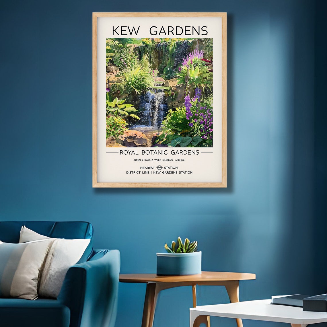 Kew Gardens London Rock Garden Waterfall Vintage Travel Poster - Image 2