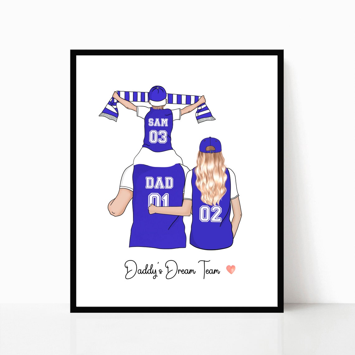 Dad Birthday Personalised Gift Daddys Dream Team Print Football Family Print Granddad Dad Birthday Gift Soccer Family