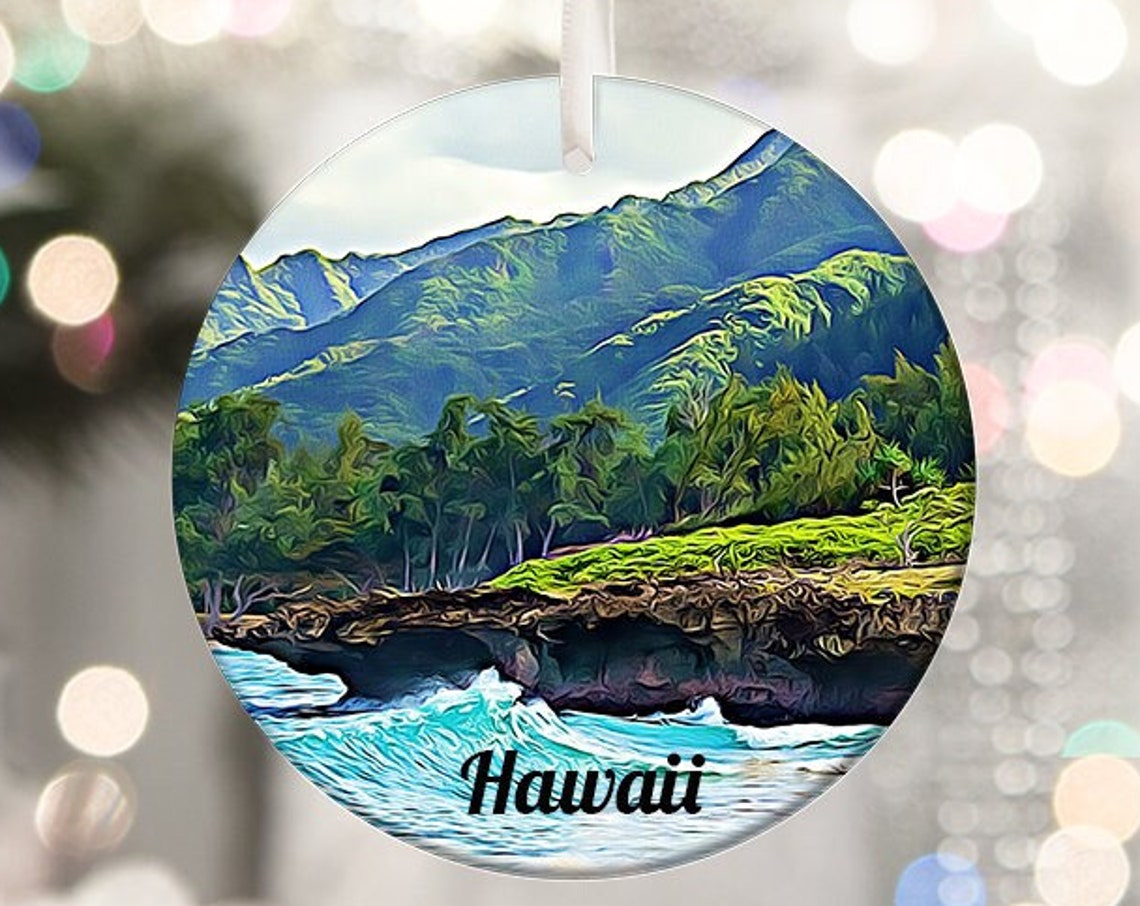 Hawaii Lush Tropical Rocky Coast Mountain Wave Keepsake Art Print