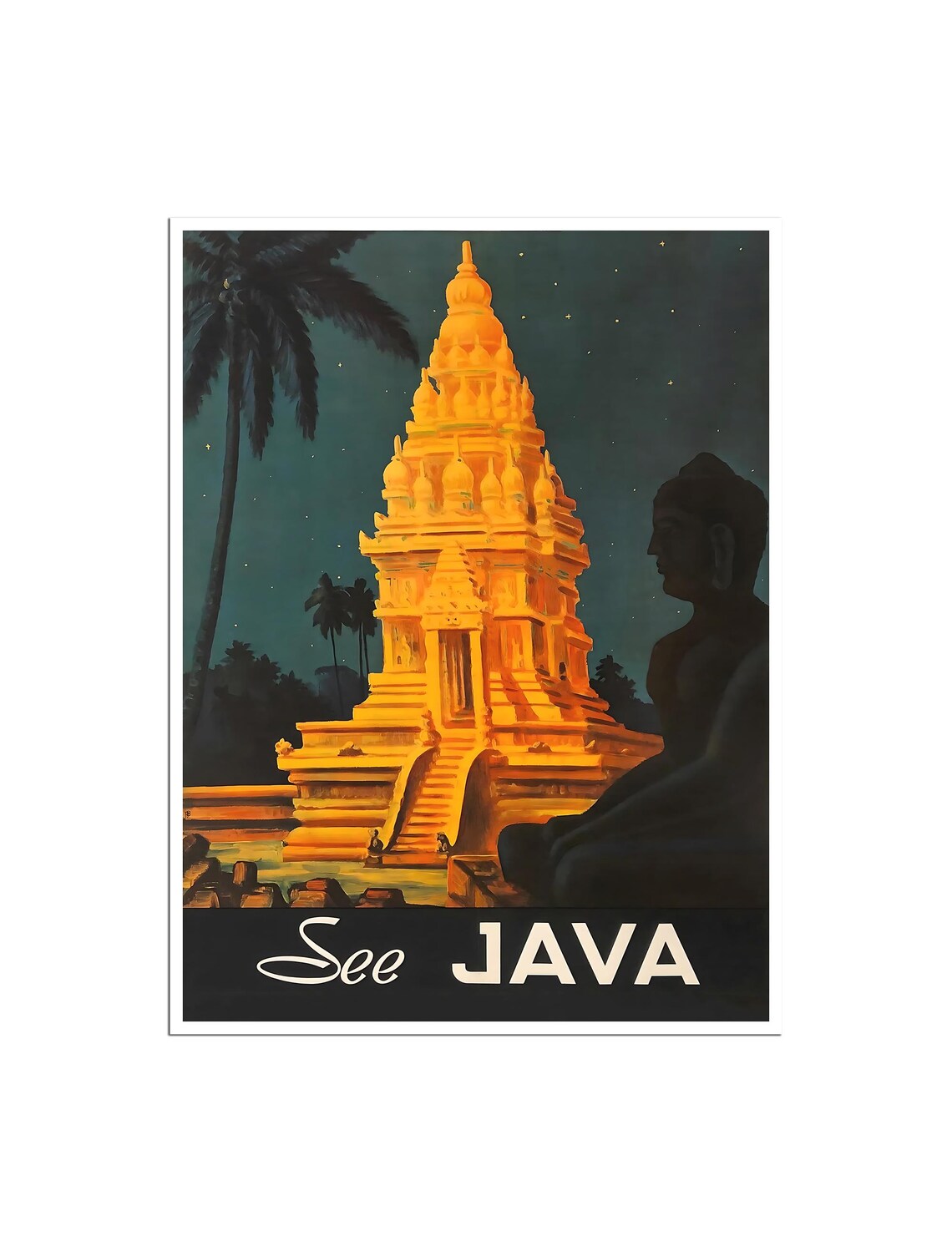 Java Travel Poster, Indonesia Decor Wall Art Print