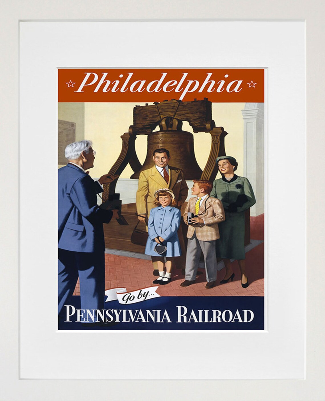 Philadelphia Go by Pennsylvania Railroad Vintage Liberty Bell Poster