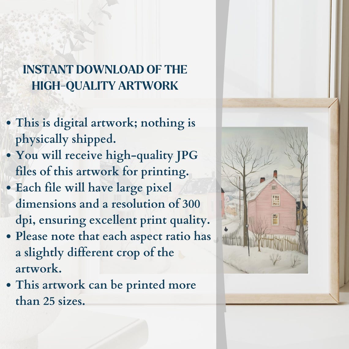 Cute Winter Wall Art Neutral Village Art Hello January Painting Happy January Prints - Image 2