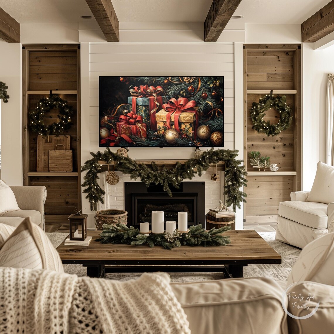 Vintage Christmas Frame Tv Art Christmas Gifts Tv Art Dark Academia Christmas Art Winter Farmhouse Decor - Image 3