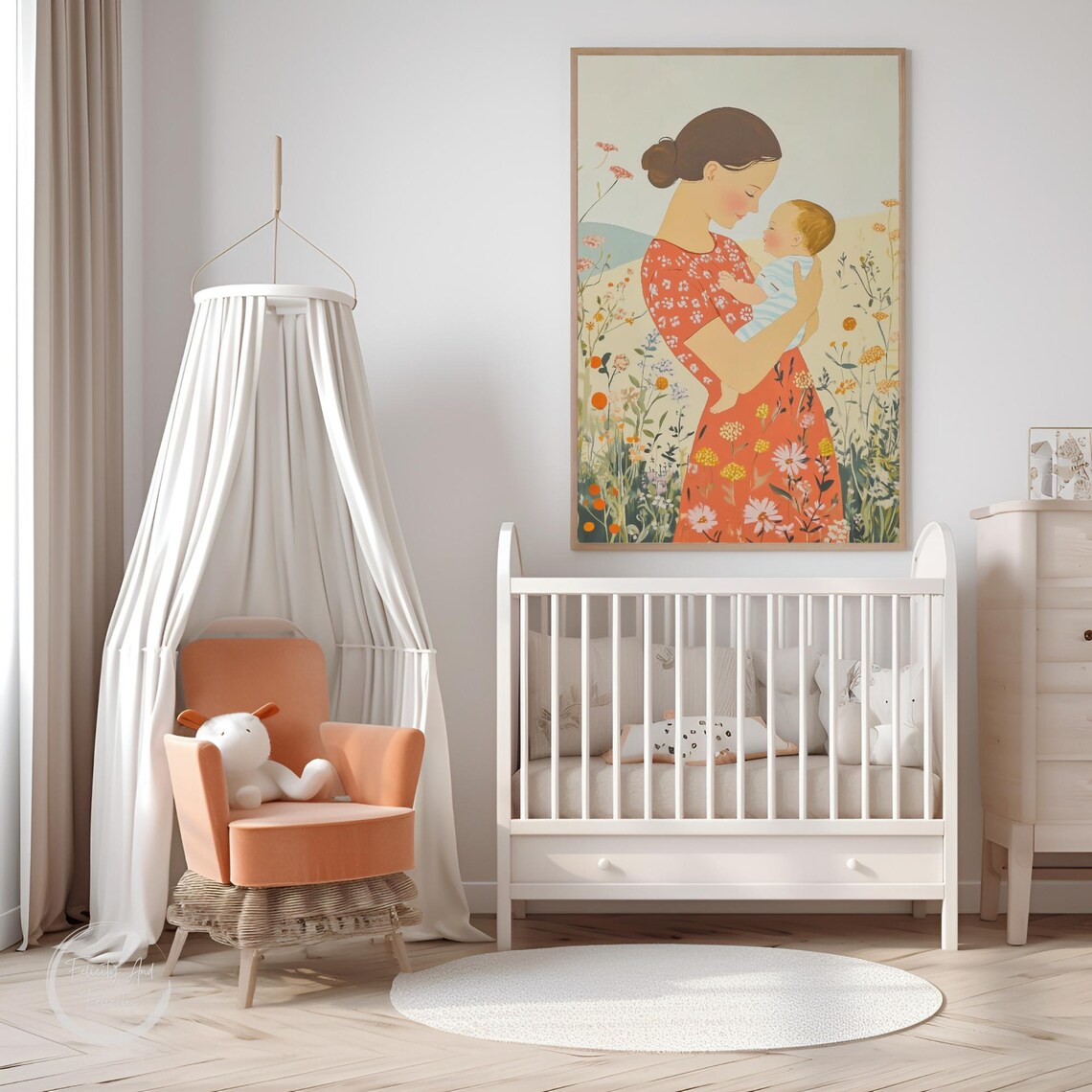 Mother and Baby Wildflower Meadow Sweet Nursery Motherhood Wall Art - Image 4