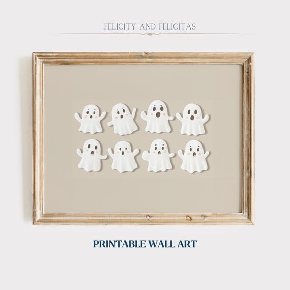 Pastel Halloween Wall Art Pastel Cute Ghost Halloween Decor Spooky Season Painting Trendy Halloween Art