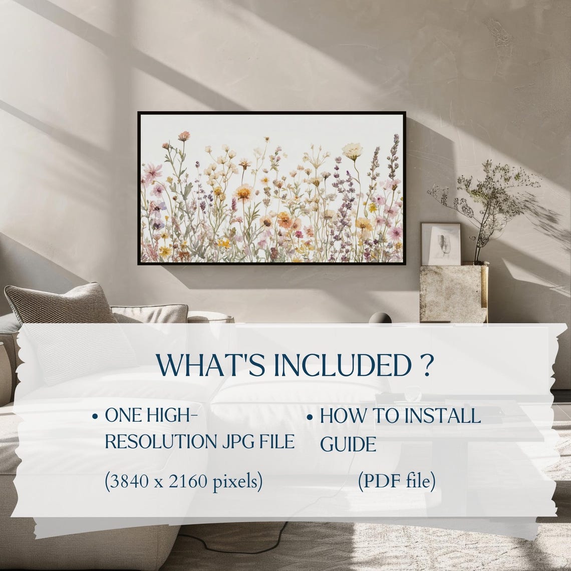 Abstract Wildflower Meadow Watercolor Summer Floral Field Wall Art - Image 2