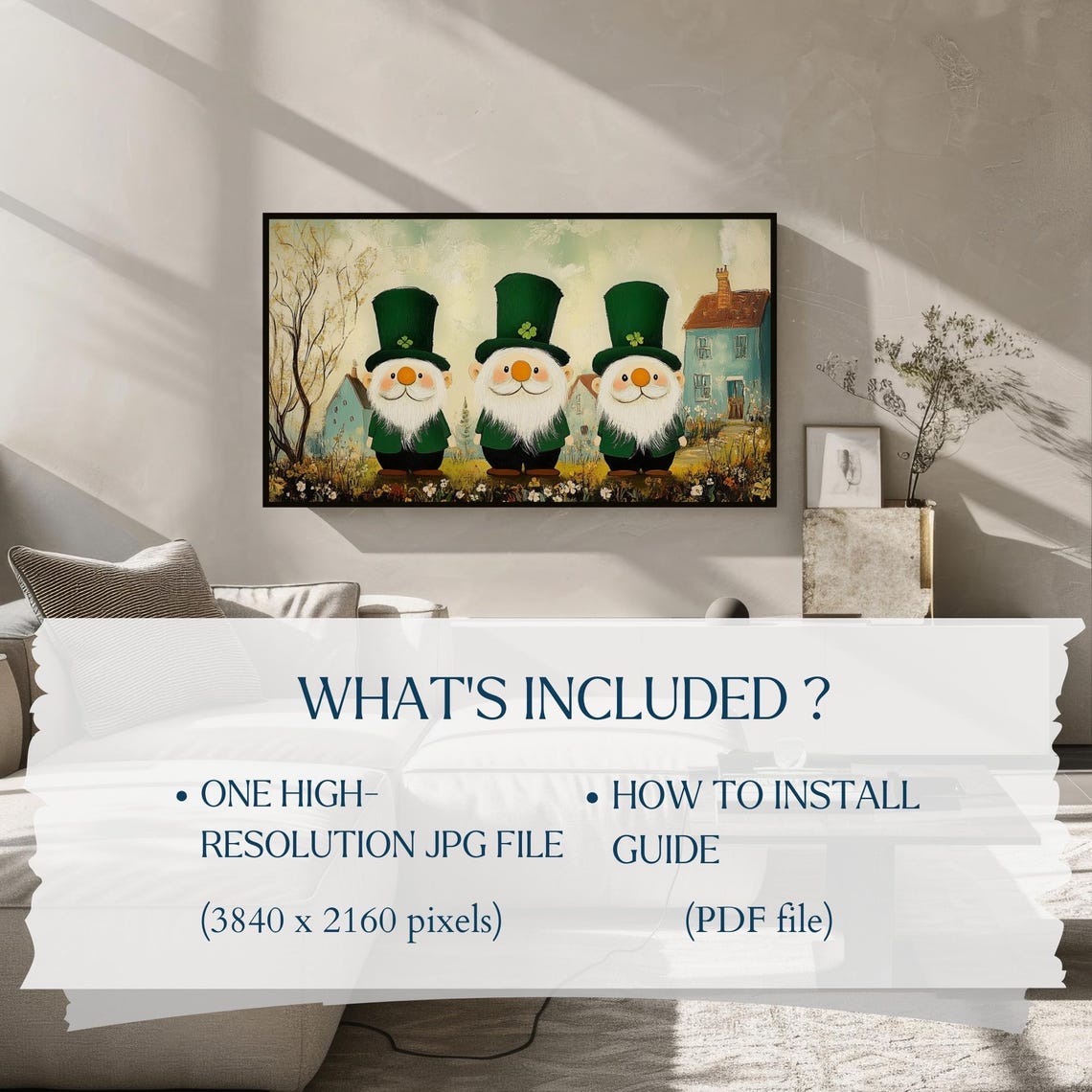 Gnomes Vintage St Patricks Day Frame Tv Art Cute St Patricks Tv Art St Patricks Day Decor Home Decor - Image 2