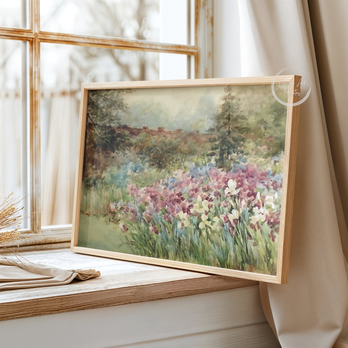 Watercolor Garden Wildflowers Impressionist Country Floral Poster - Image 2