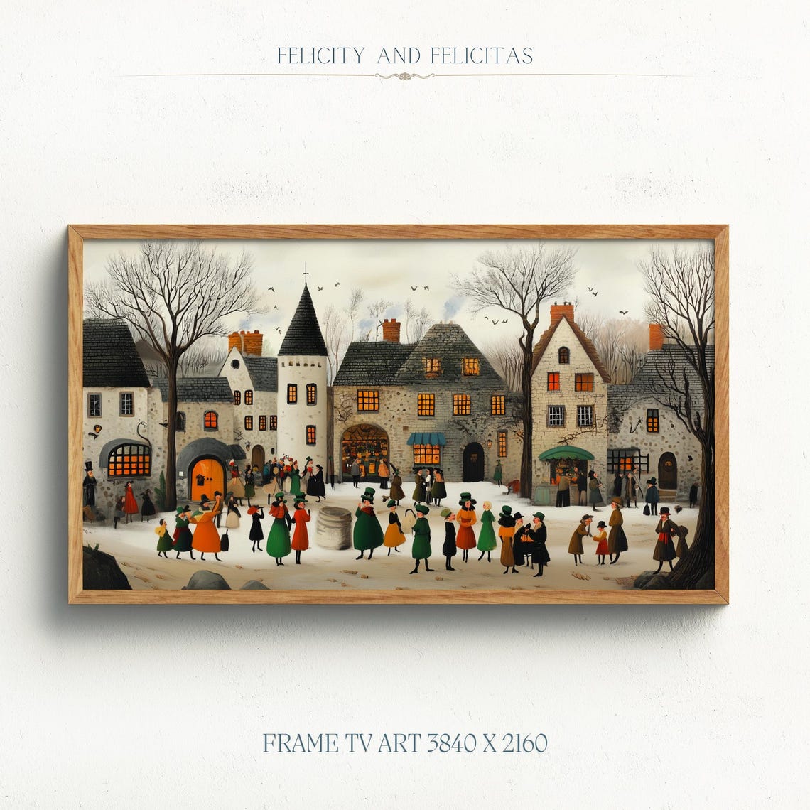 Medieval Village Saint Patricks Day Stone Houses Charming Wall Art