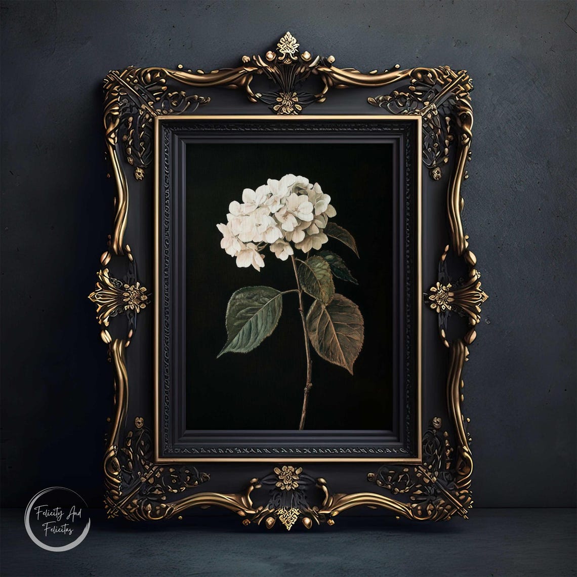 Dark Academia White Hydrangea Floral Botanical Cottagecore Art Poster - Image 6
