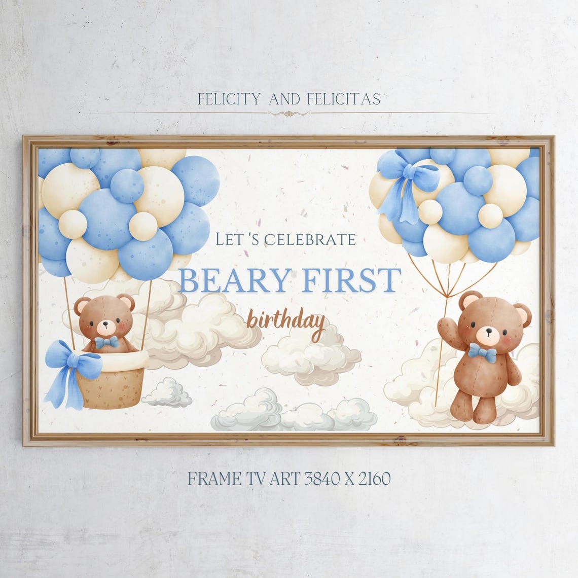 Beary First Birthday Teddy Bears Balloons Party Banner Poster