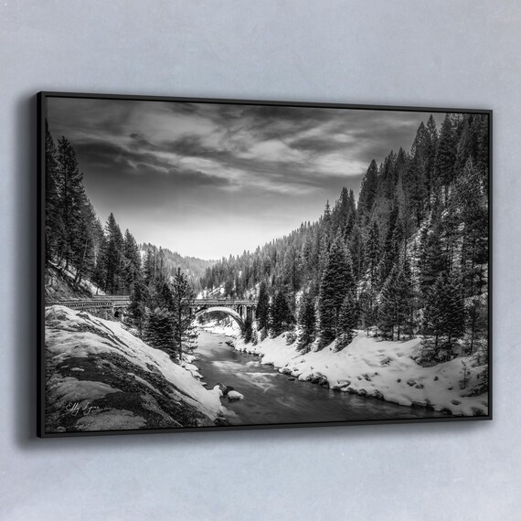 Historic Rainbow Bridge Print, Payette River Landscape
