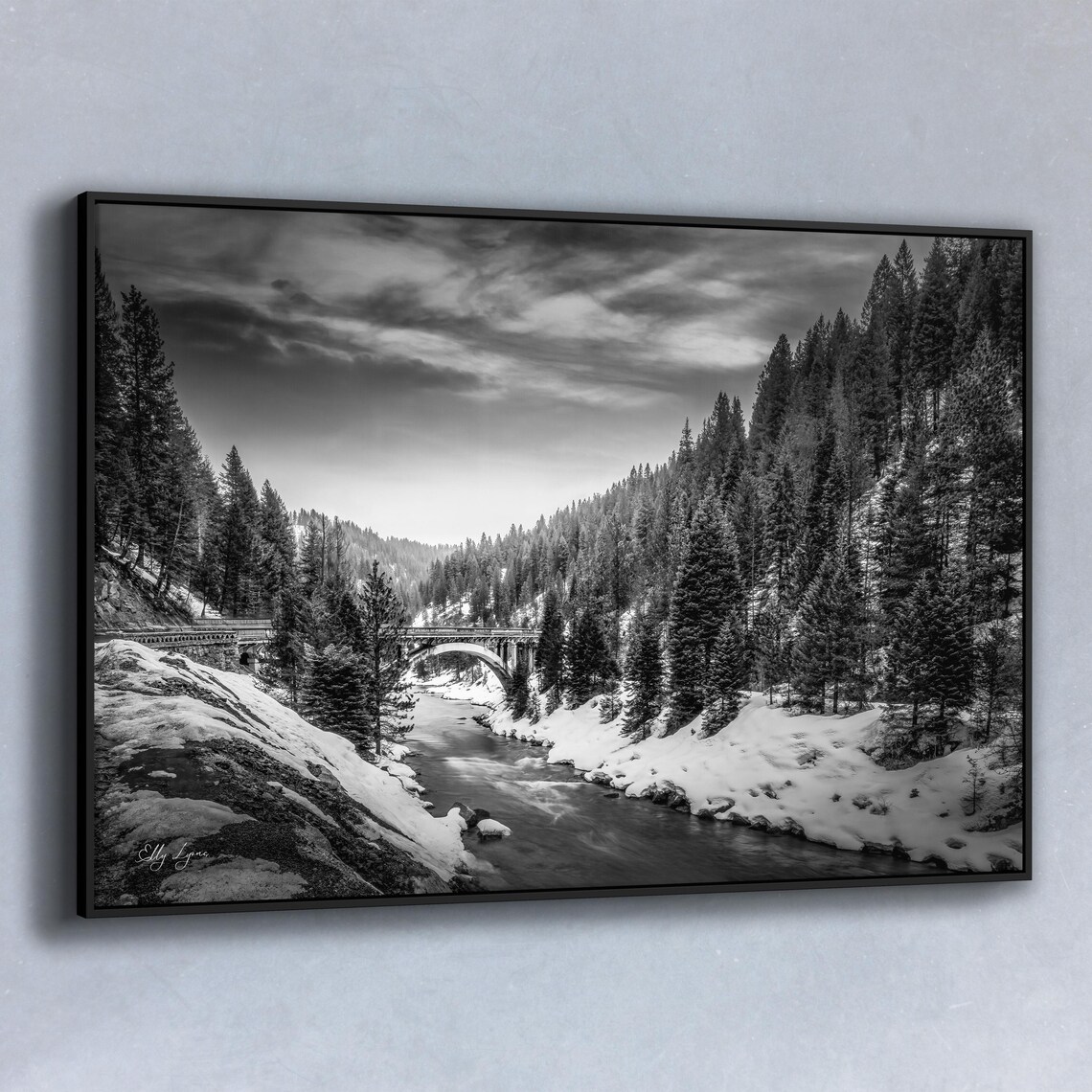 Historic Rainbow Bridge Print, Payette River Landscape