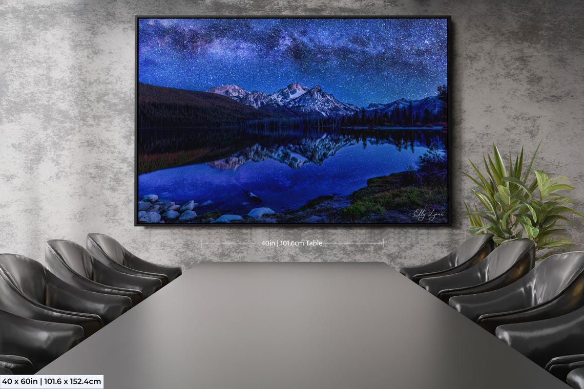 Stanley Lake Night Sky, Idaho Astro Photography Art Print - Image 2