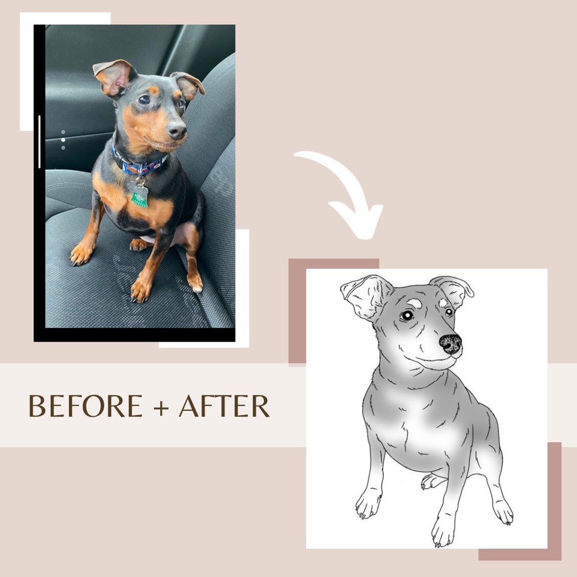 Pet Portrait Outline Pet Drawing From Photo Dog Art Cat Art Pet Outline Pet Portrait Dog Memorial Art Dog Outline - Image 2