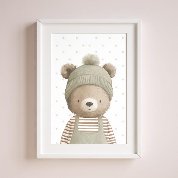 Baby Nursery Teddy Bear Art Playful Design Multiple Sizes