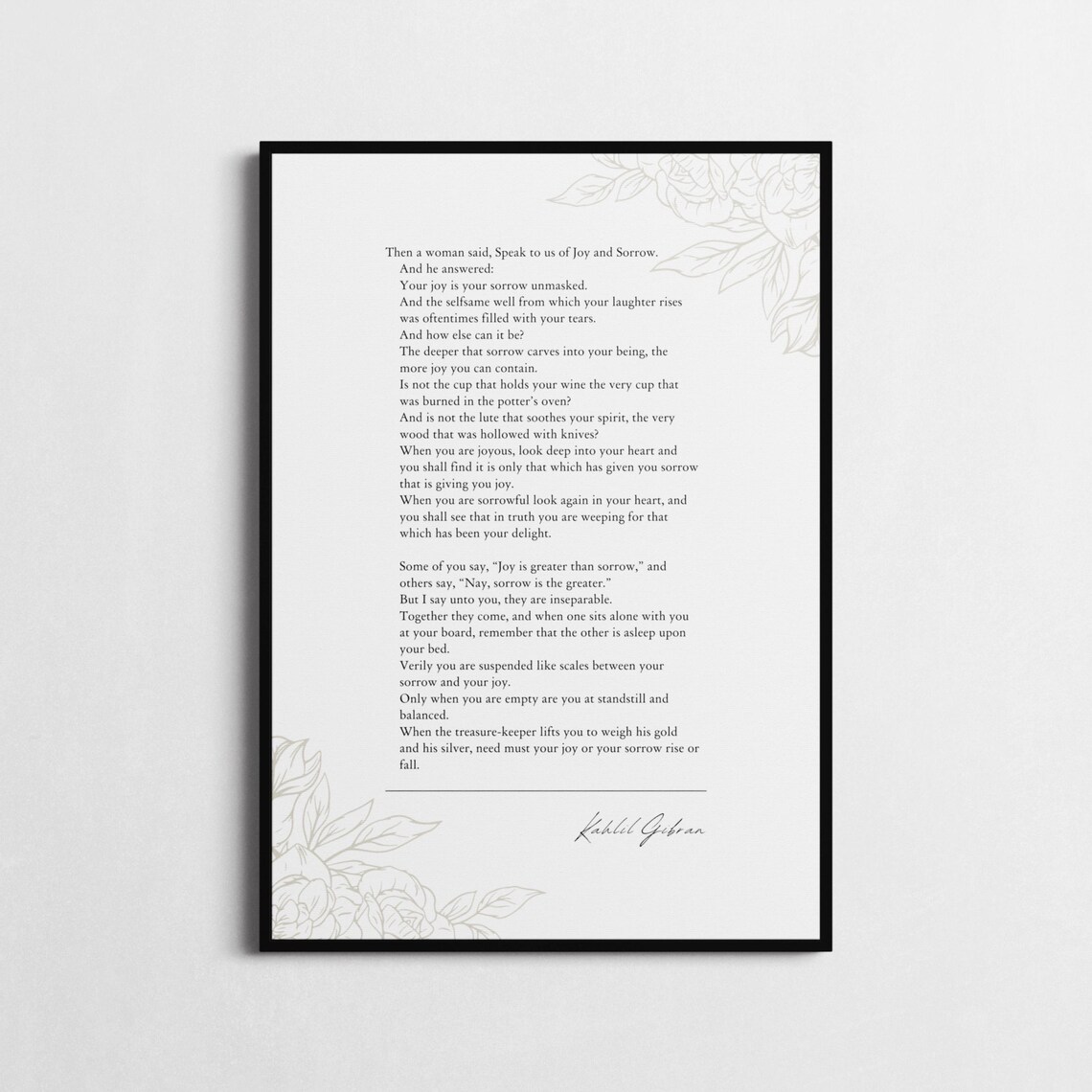 Kahlil Gibran On Joy And Sorrow The Prophet Literary Quote Poster - Image 4