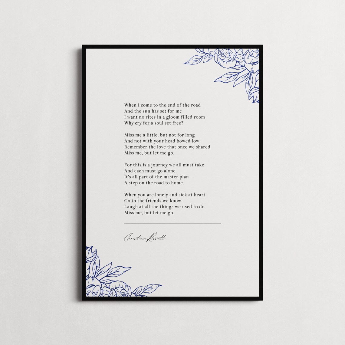 Christina Rossetti Miss Me But Let Me Go Poem Poster Grief Comfort Gift - Image 4