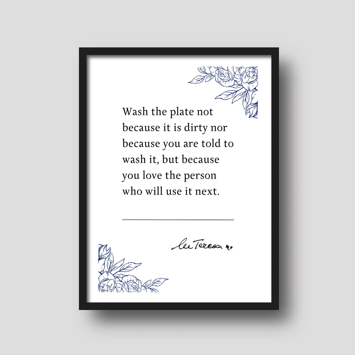 Mother Teresa Wash The Plate Quote Poster Serve With Love Kindness - Image 3