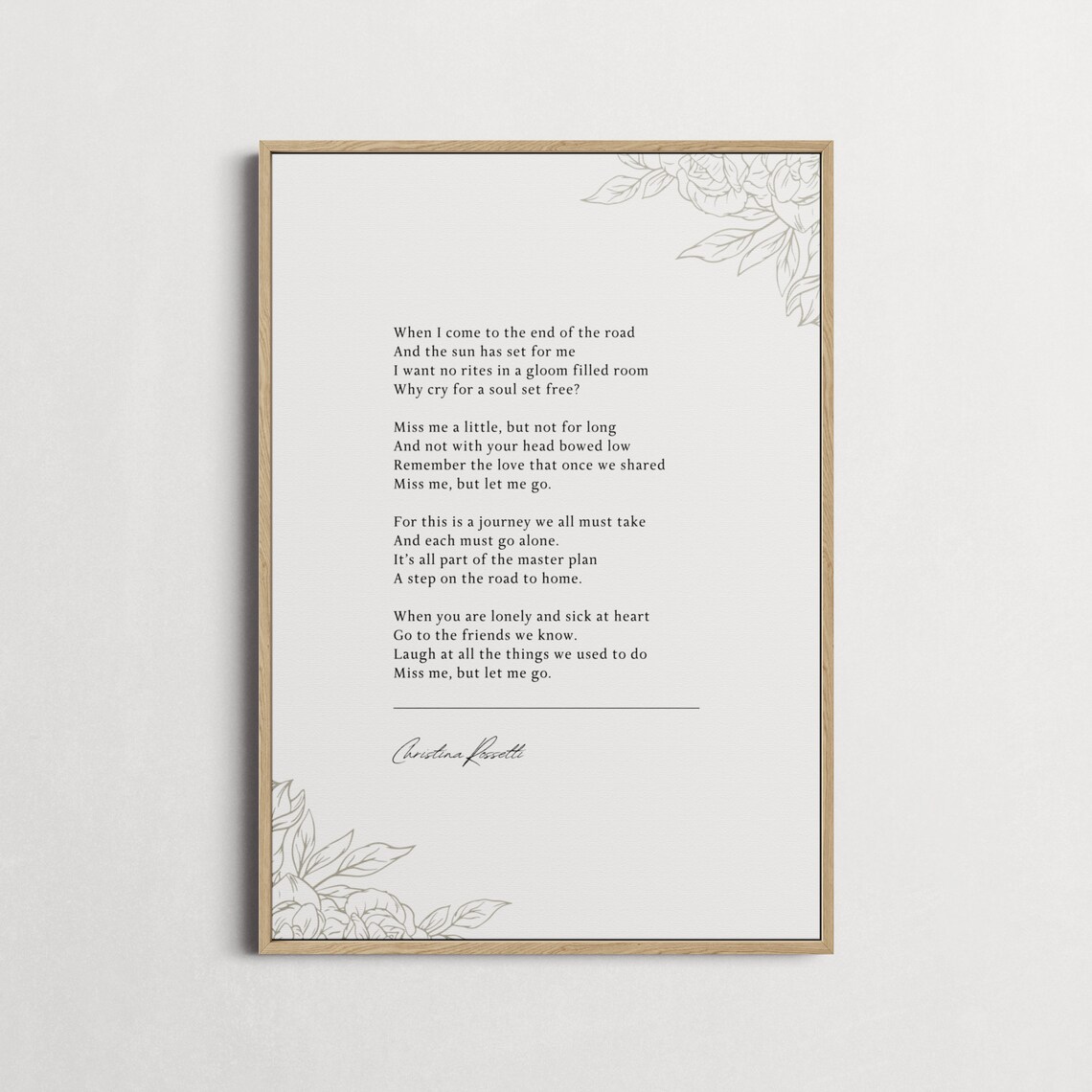 Christina Rossetti Miss Me But Let Me Go Poem Poster Grief Comfort Gift - Image 3