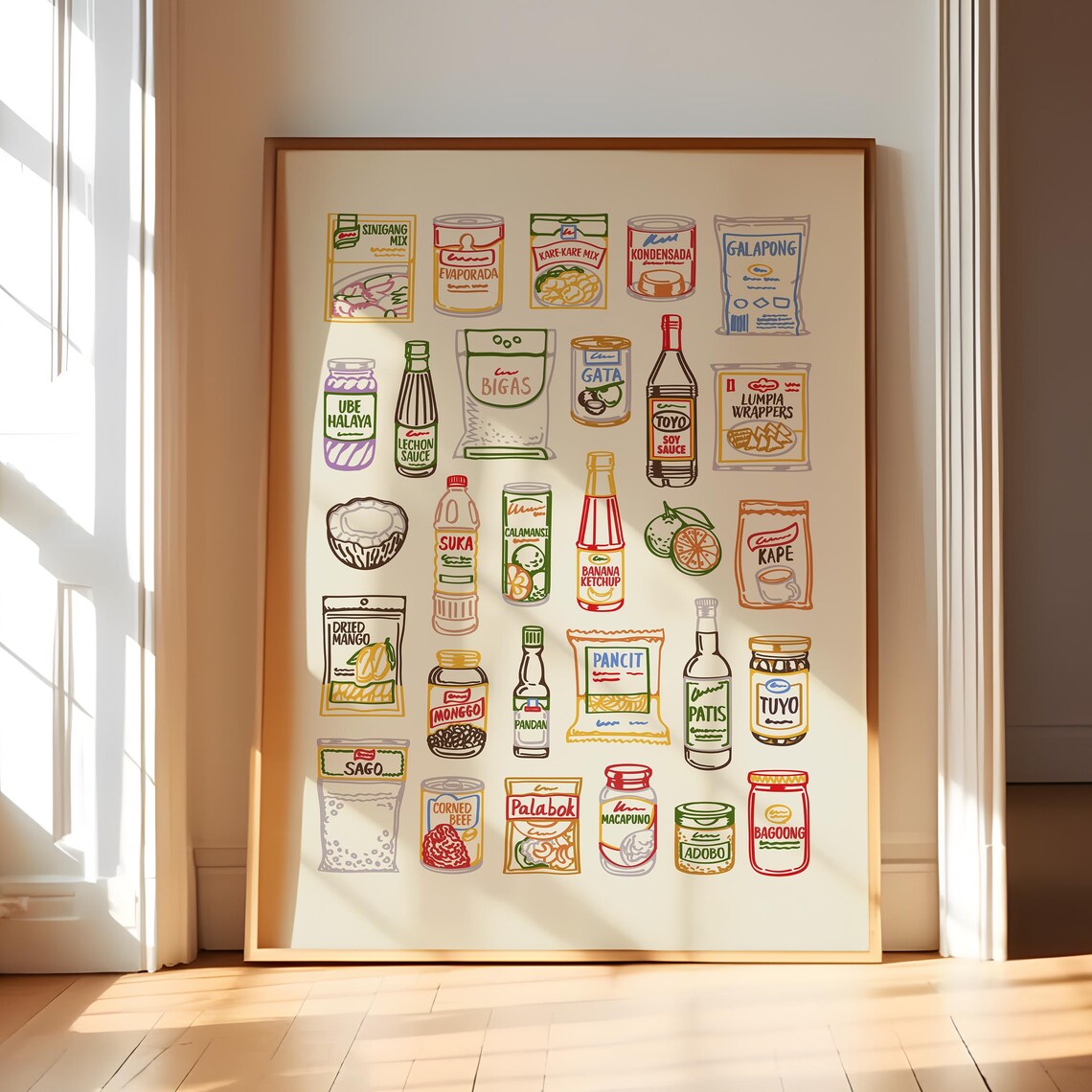 Filipino Pantry Groceries Ube Banana Ketchup Bagoong Kitchen Art Poster